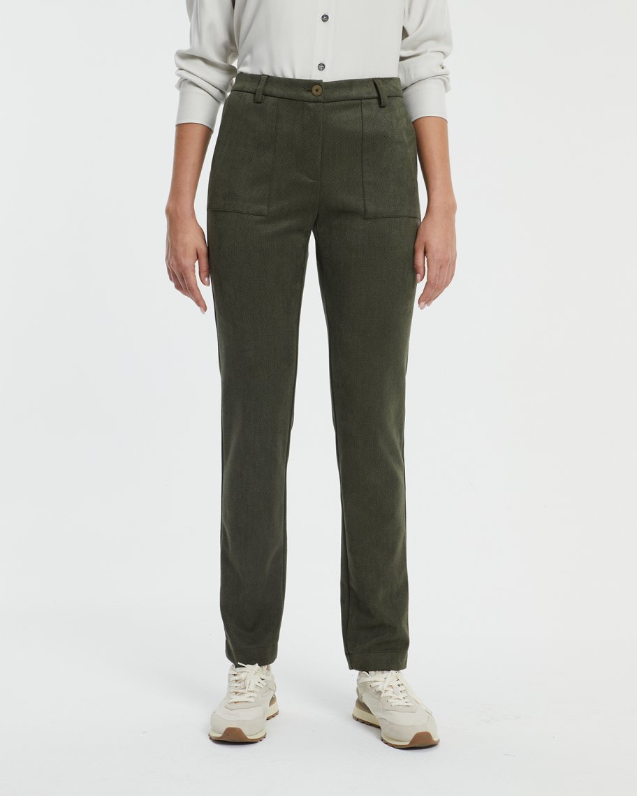 Pantalon marron effet suédine