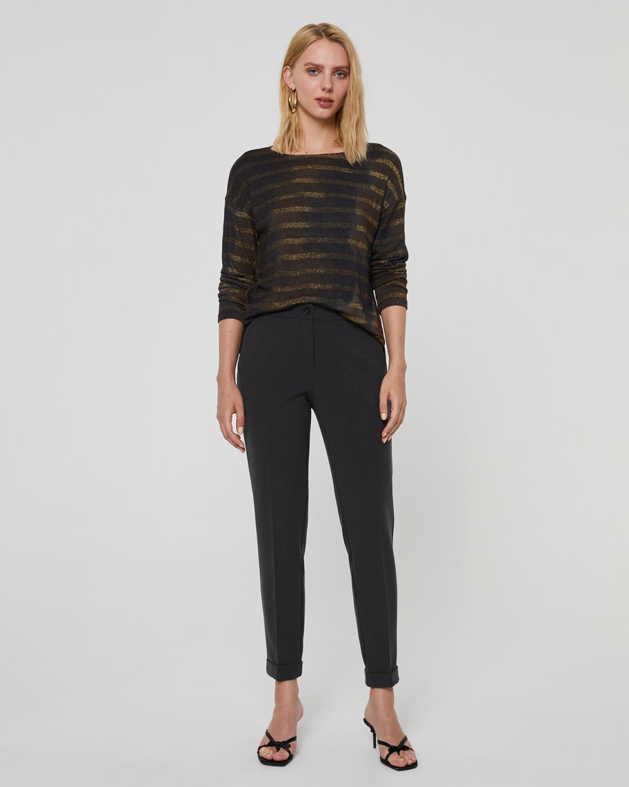 Pantalon noir revers