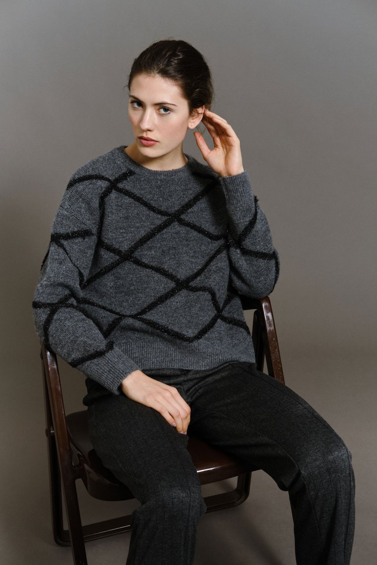 Pull gris losange
