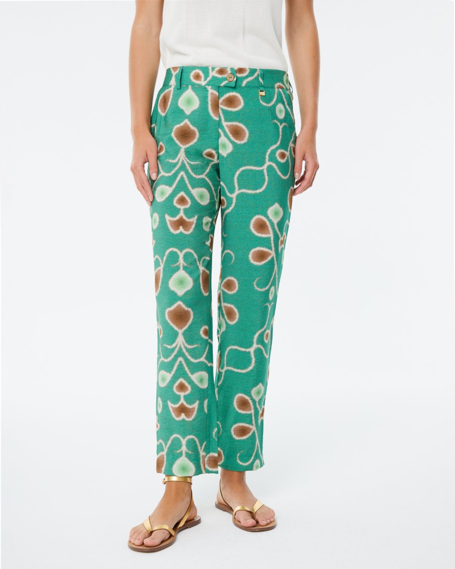 Pantalon fluide Vert/Marron
