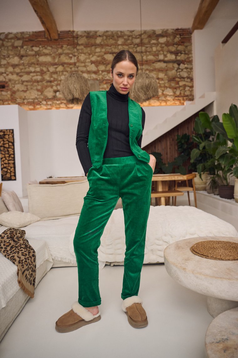 Pantalon vert velours