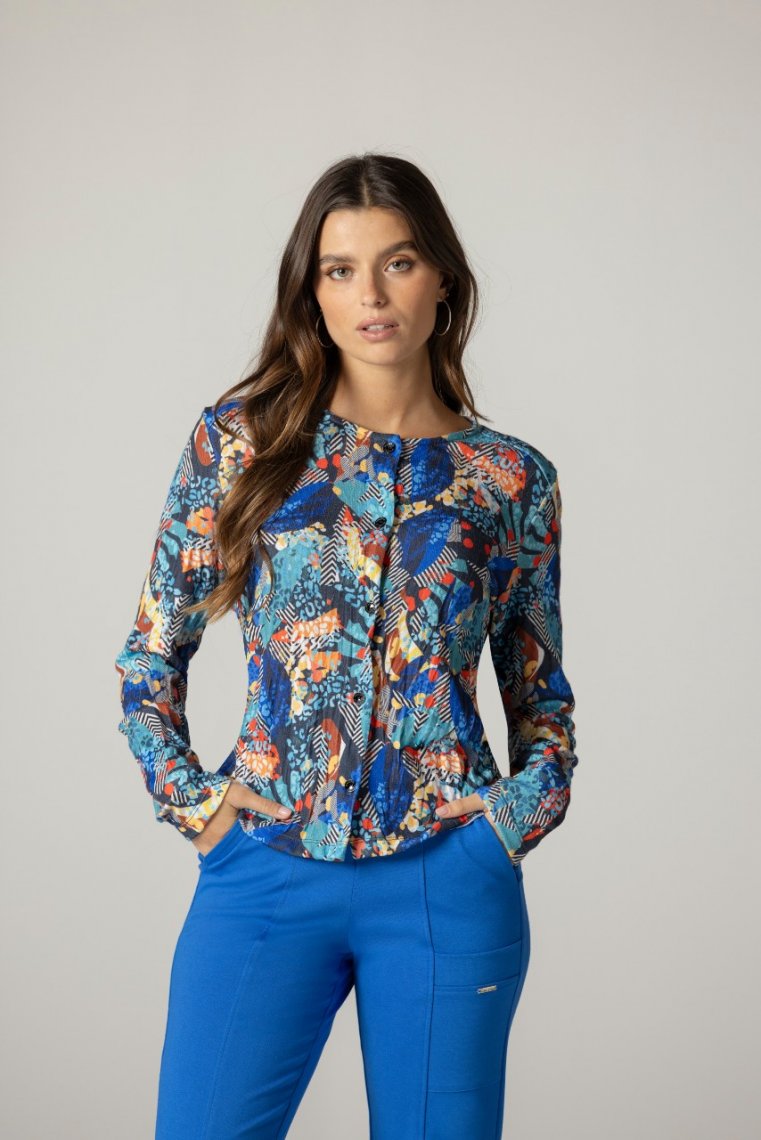 Gilet bleu multico