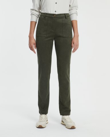 Pantalon marron effet suédine