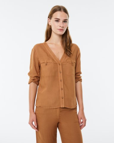 Chemise saharienne caramel