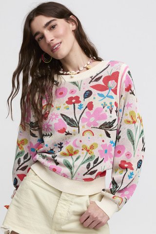 Pull fleur ivoire