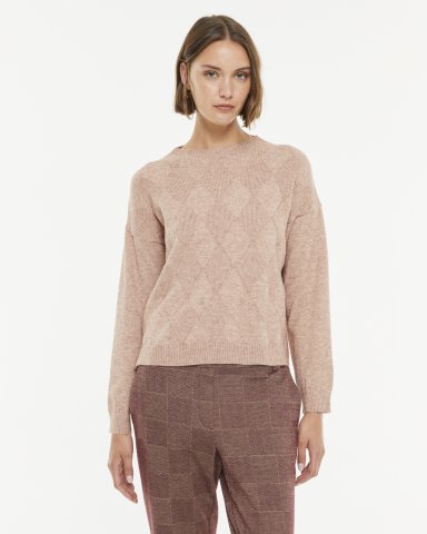 Pull rosé jacquard