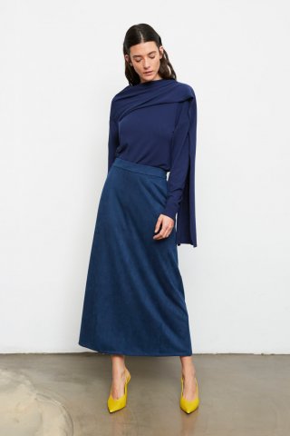 Pull drapé bleu