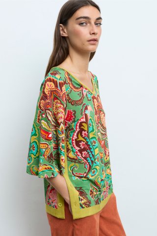 Tunique imprim&eacute;e verte